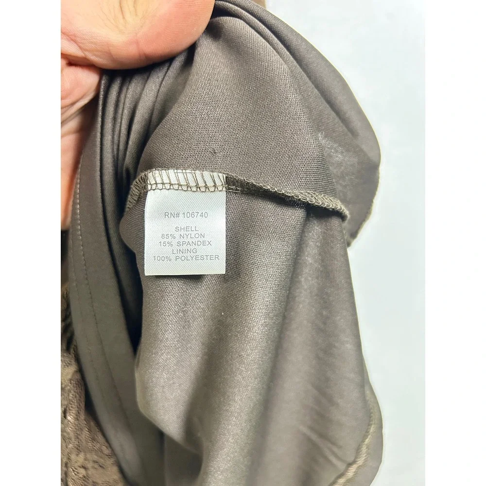 Back in the Saddle Brown Lace Midi Dress with Asymmetrical‎ Hem Size L - Picture 8 of 9